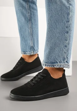 Czarne Tenisówki z Perforowaną Cholewką Ellivene