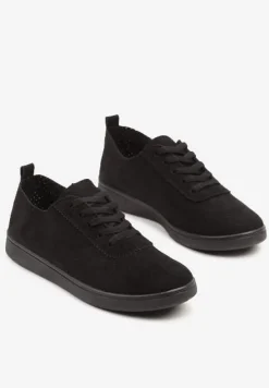 Czarne Tenisówki z Perforowaną Cholewką Ellivene