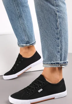 Czarne Tenisówki Zdobione Przeszyciami Rhaerose