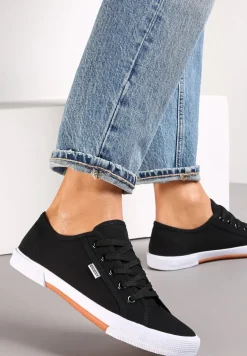 Czarne Tenisówki Zdobione Przeszyciami Rhaerose