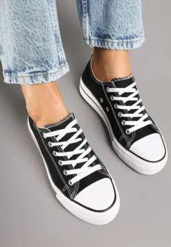 Czarne Trampki Basic z Cholewką przed Kostkę na Niskiej Platformie Senadra