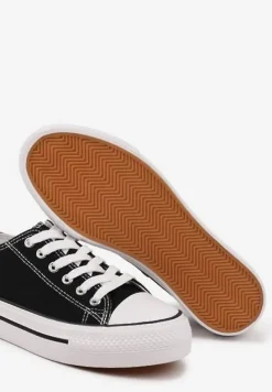 Czarne Trampki Basic z Cholewką przed Kostkę na Niskiej Platformie Senadra