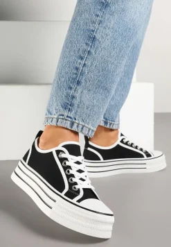 Czarne Trampki na Grubej Podeszwie Lurivanna