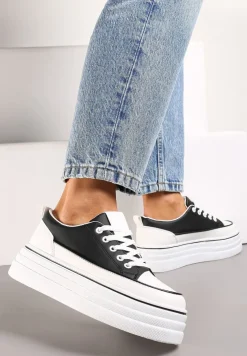 Czarne Trampki na Grubej Platformie Santtes