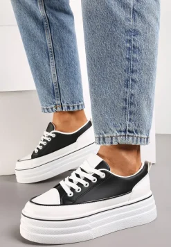 Czarne Trampki na Grubej Platformie Santtes