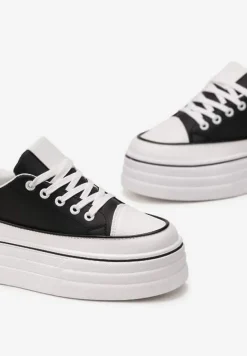 Czarne Trampki na Grubej Platformie Santtes