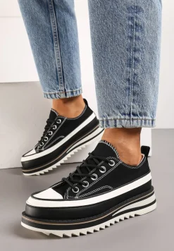 Czarne Trampki na Masywnej Platformie z Cholewką przed Kostkę Ableeva