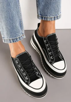 Czarne Trampki na Masywnej Platformie z Cholewką przed Kostkę Ableeva