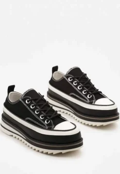 Czarne Trampki na Masywnej Platformie z Cholewką przed Kostkę Ableeva