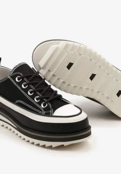 Czarne Trampki na Masywnej Platformie z Cholewką przed Kostkę Ableeva