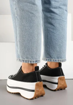 Czarne Trampki na Platformie pod Kostkę Faloniela