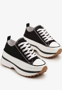 Czarne Trampki na Platformie pod Kostkę Faloniela