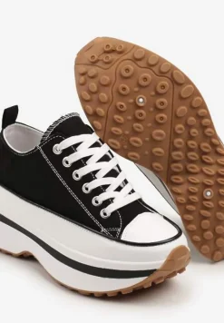 Czarne Trampki na Platformie pod Kostkę Faloniela