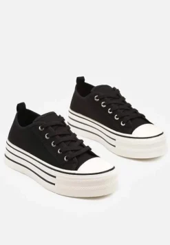 Czarne Trampki na Platformie Przed Kostkę Evelzivis