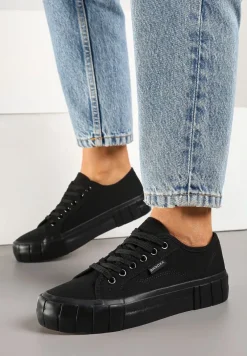 Czarne Trampki na Tłoczonej Platformie Maivoria