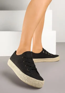 Czarne Trampki Ozdobione Plecionką Filatera