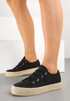 Czarne Trampki Ozdobione Plecionką Filatera