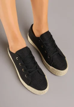Czarne Trampki Ozdobione Plecionką Filatera