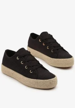 Czarne Trampki Ozdobione Plecionką Filatera