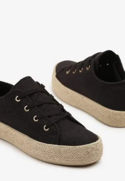 Czarne Trampki Ozdobione Plecionką Filatera