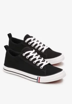 Czarne Trampki przed Kostkę Sznurowane Islatia