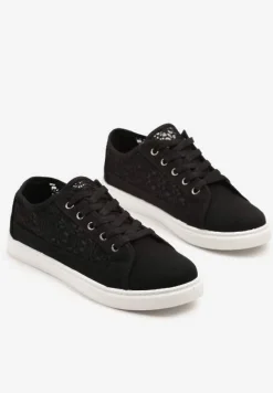 Czarne Trampki Tenisówki Ozdobione Ażurową Cholewką Xalimi