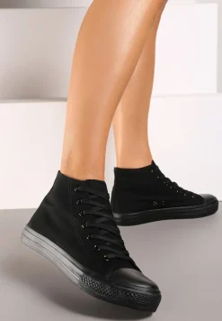 Czarne Trampki z Wysoką Cholewką i Sznurowaniami Harila