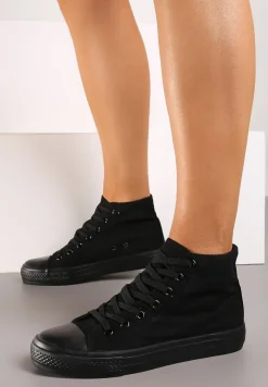 Czarne Trampki z Wysoką Cholewką i Sznurowaniami Harila