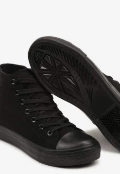 Czarne Trampki z Wysoką Cholewką i Sznurowaniami Harila