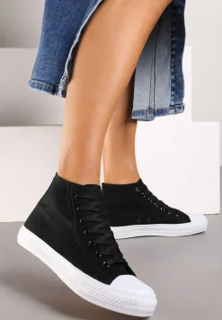 Czarne Trampki z Wysoką Cholewką i Sznurowaniami Relagia