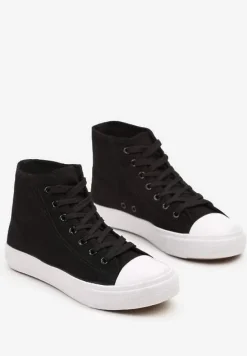 Czarne Trampki z Wysoką Cholewką i Sznurowaniami Relagia