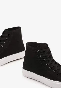 Czarne Trampki z Wysoką Cholewką i Sznurowaniami Relagia