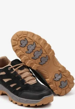 Czarne Trekkingowe Buty Sportowe Sneakersy z Kontrastowymi Przeszyciami Zailese