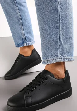 Czarne Wiązane Sneakersy z Cholewką przed Kostkę Starlee