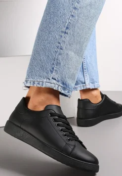 Czarne Wiązane Sneakersy z Cholewką przed Kostkę Starlee