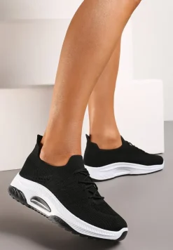 Czarne Wsuwane Buty Sportowe w Skarpetkowym Stylu z Ozdobną Podeszwą Moonlise