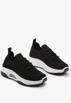 Czarne Wsuwane Buty Sportowe w Skarpetkowym Stylu z Ozdobną Podeszwą Moonlise