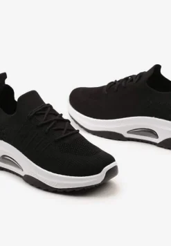 Czarne Wsuwane Buty Sportowe w Skarpetkowym Stylu z Ozdobną Podeszwą Moonlise