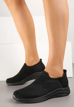 Czarne Wsuwane Buty Sportowe Sneakersy z Siateczki Kolarietia