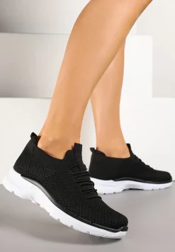 Czarne Wsuwane Buty Sportowe Sneakersy z Imitacją Sznurówek Tatanoris