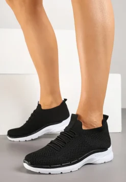 Czarne Wsuwane Buty Sportowe Sneakersy z Imitacją Sznurówek Tatanoris