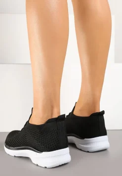 Czarne Wsuwane Buty Sportowe Sneakersy z Imitacją Sznurówek Tatanoris