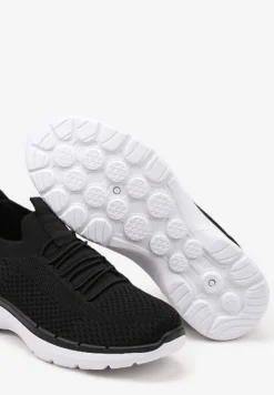 Czarne Wsuwane Buty Sportowe Sneakersy z Imitacją Sznurówek Tatanoris