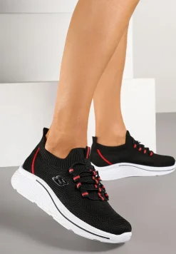 Czarne Wsuwane Buty Sportowe Sneakersy z Elastyczną Cholewką Telithiela