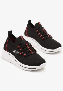 Czarne Wsuwane Buty Sportowe Sneakersy z Elastyczną Cholewką Telithiela