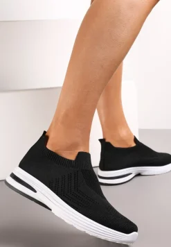 Czarne Wsuwane Buty Sportowe na Płaskiej Podeszwie Sheina