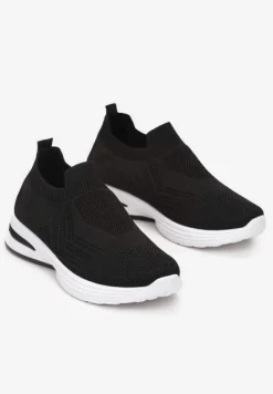 Czarne Wsuwane Buty Sportowe na Płaskiej Podeszwie Sheina