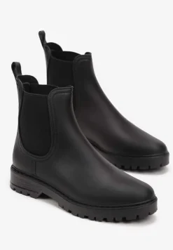 Czarne Wsuwane Kalosze Sztyblety na Podeszwie z Protektorem Cateline