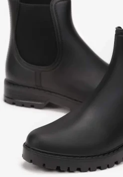 Czarne Wsuwane Kalosze Sztyblety na Podeszwie z Protektorem Cateline