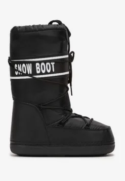Czarne Wsuwane Śniegowce na Platformie z Długą Cholewką Hearna